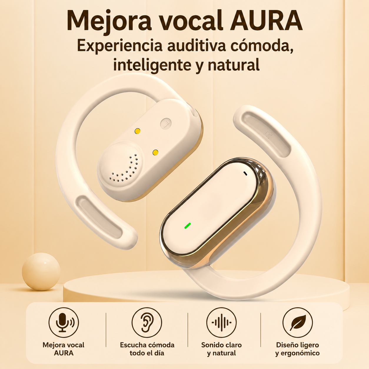 Auriculares Inalámbricos Bluetooth 5.4 Ajustables con Micrófono y Estuche de Carga