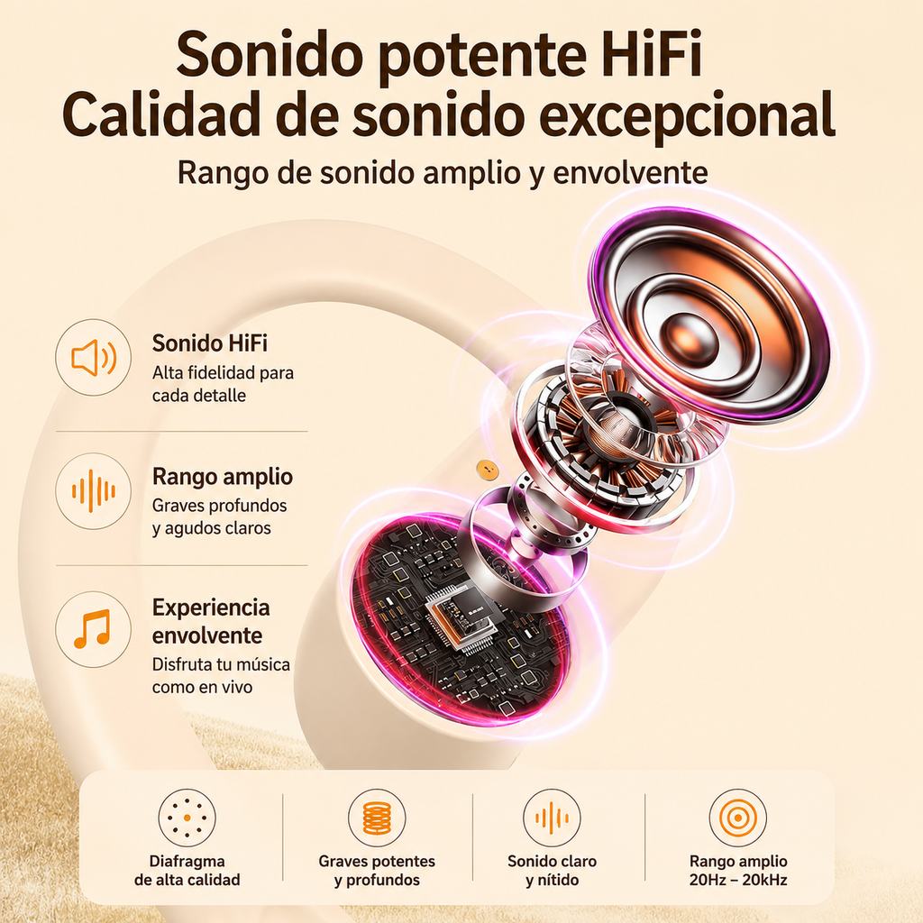 Auriculares Inalámbricos Bluetooth 5.4 Ajustables con Micrófono y Estuche de Carga