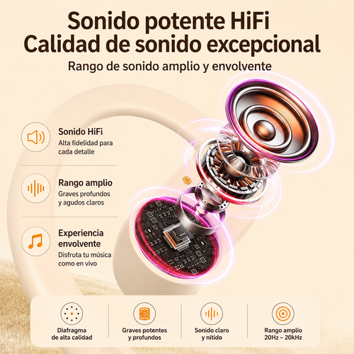 Auriculares Inalámbricos Bluetooth 5.4 Ajustables con Micrófono y Estuche de Carga